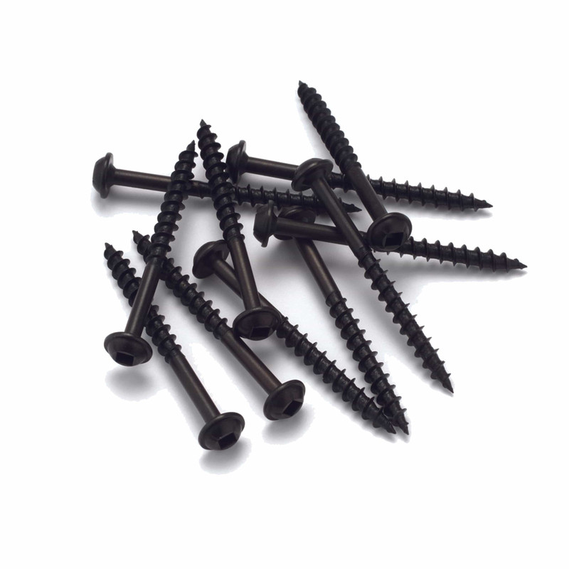 Washer Head Screws - Round - Square Drive - Black Oxide - 100 Piece - Diameter:#8 - Length:1-1/4"